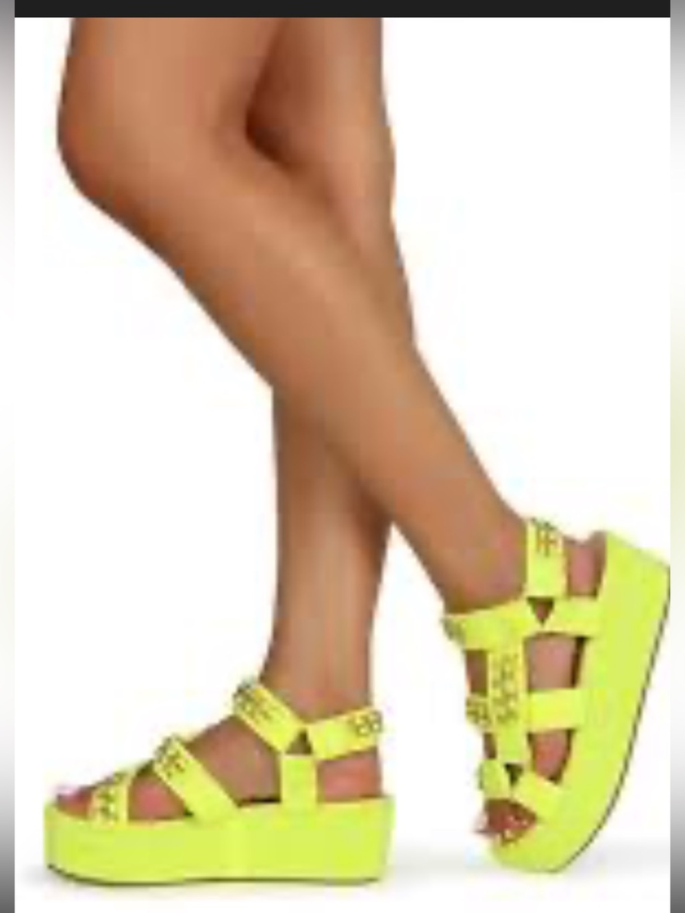Pazzle Neon Yellow Flatform Chain Strap Sandal